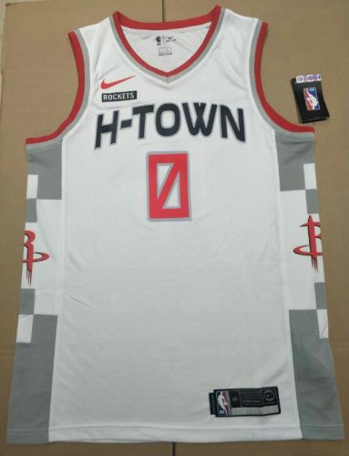 NBA 0 Westbrook Rockets 19-20 City Maillot blanc imprimé